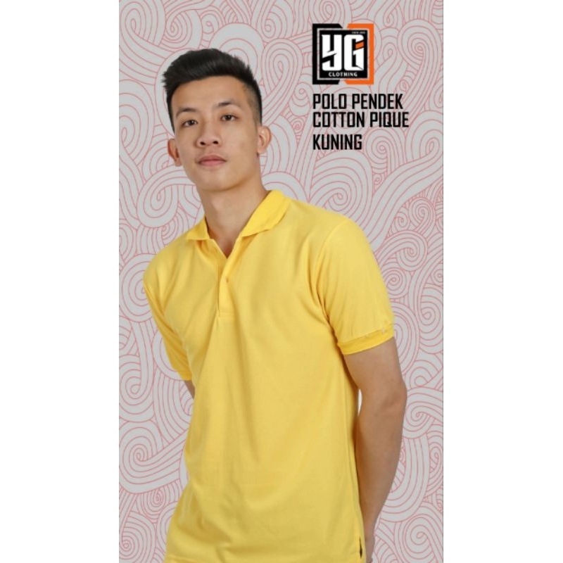 Polo Shirt Cotton Pique Lengan Pendek Pria & Wanita - Kuning
