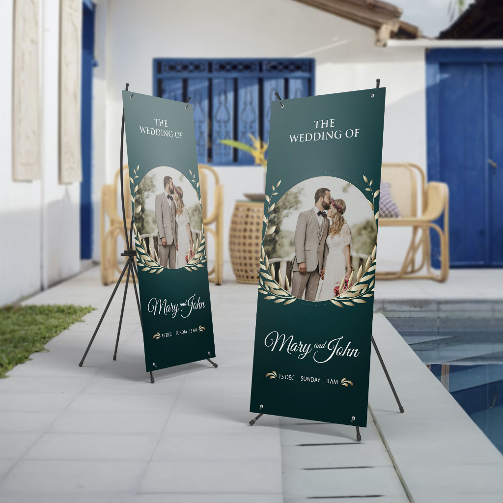 CETAK X BANNER WEDDING CUSTOM | Y BANER Wedding Pernikahan Engagement Wisuda Khitanan