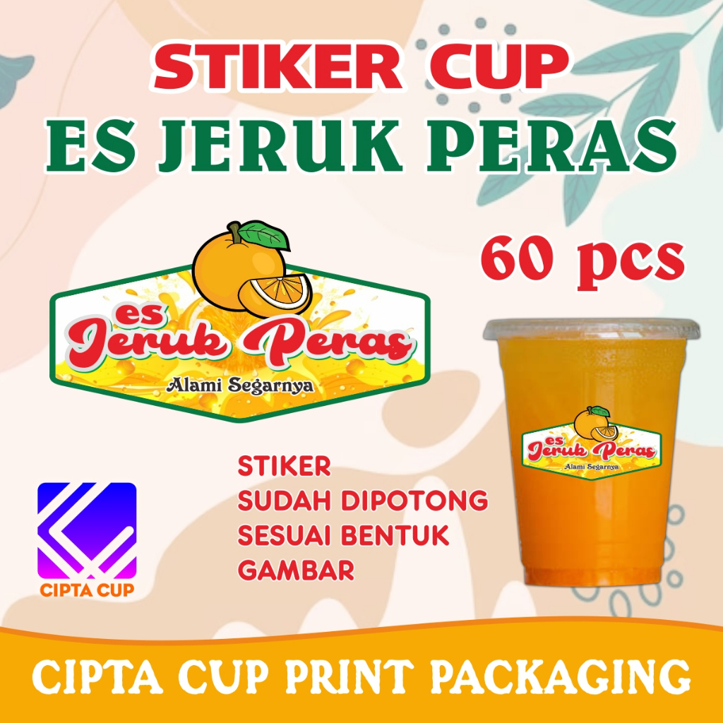 

stiker label gelas cup minuman es JERUK PERAS