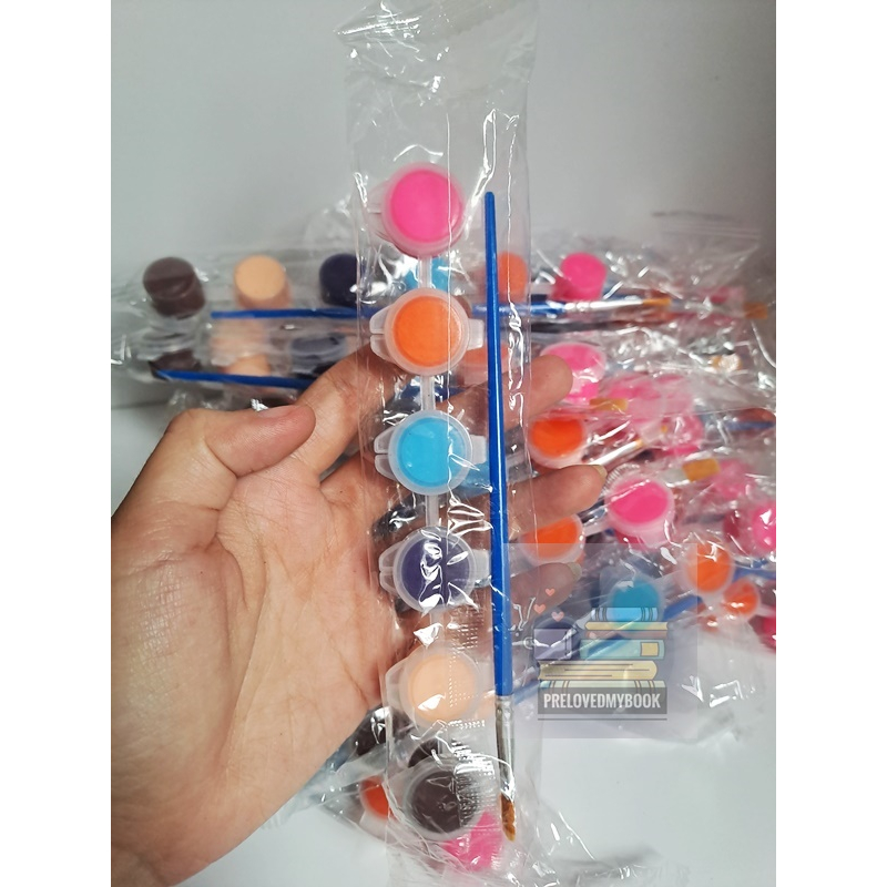 Set Cat Air 6 Warna Free 1 Kuas - Tambahan Alat Lukis / Alat Melukis