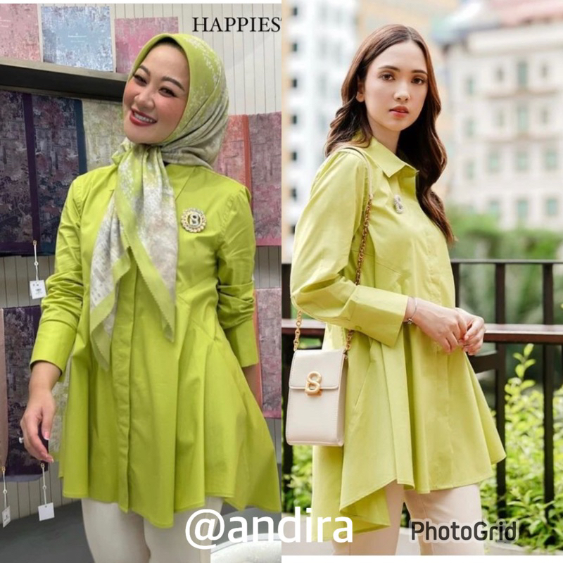 Ready new benang jarum x buttonscarves kylie shirt lime