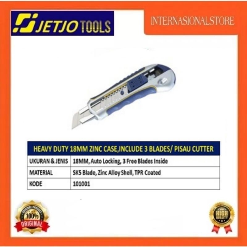 

PISAU CUTTER HEAVY DUTY 18MM JETJOTOOLS 101001