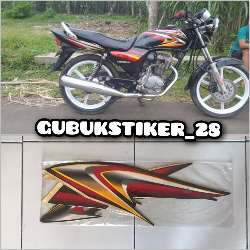 STRIPING STIKER LIS BODY MOTOR HONDA MEGAPRO HIU CW 2005 HITAM