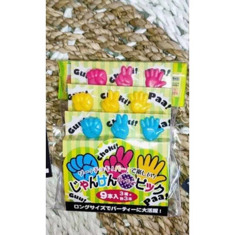 SHS Tusukan tangan,jari-jari gunting, batu, kertas hiasan bento food pick,foodpicks bento isi 3pc by