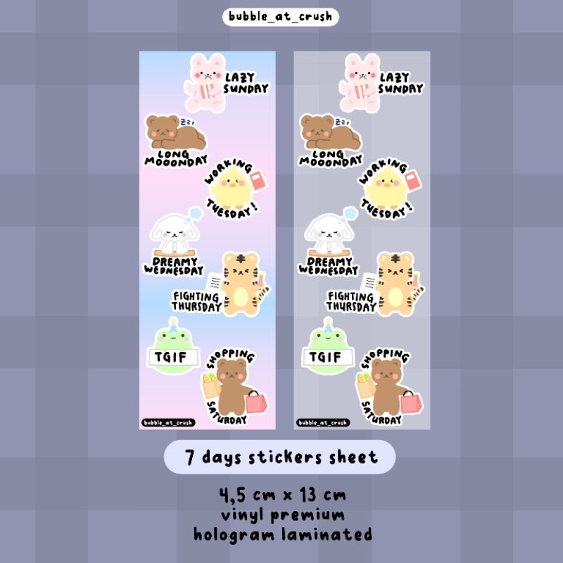 

(bubble_at_crush) 7 days stickers sheet kiss cut