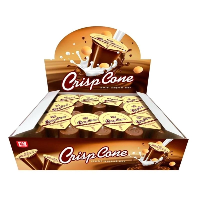 

Coklat Cemilan Snack Crispy Kriuk Cone Cup Compound Susu (isi 30 pcs)