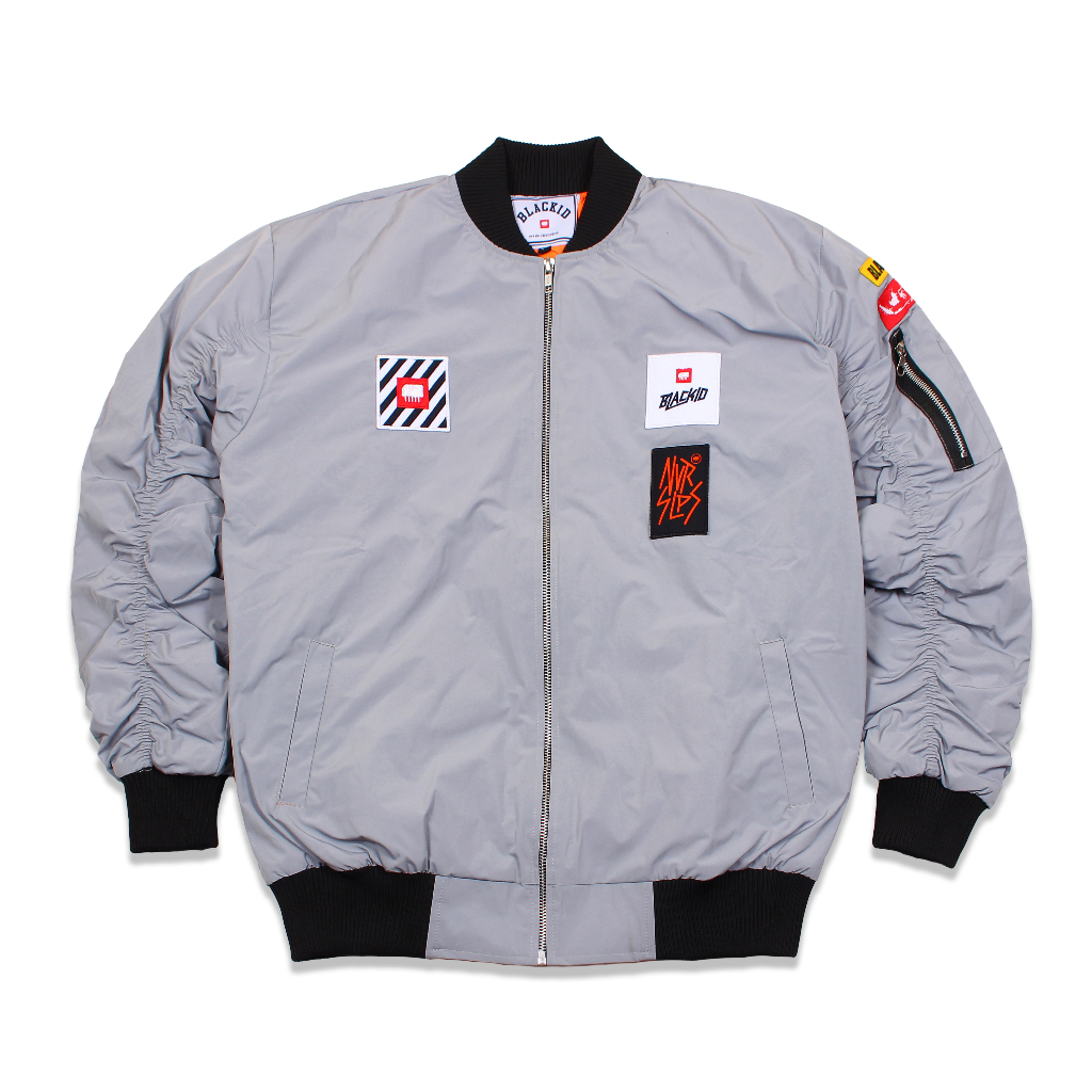 Black ID - Jaket Bomber Pria Lengan Panjang GREY | JKT Drown