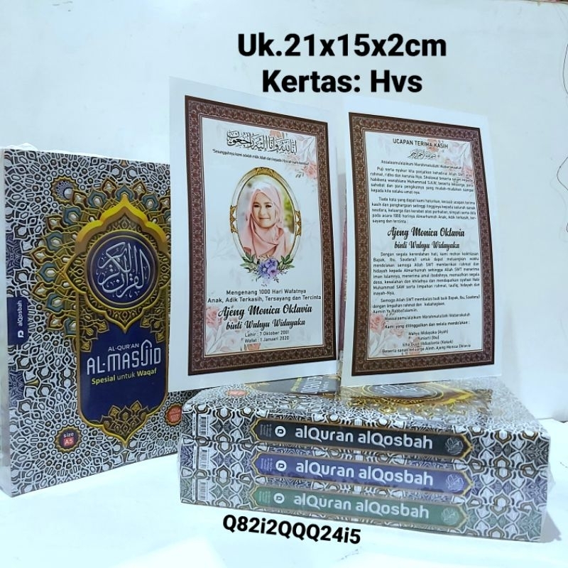 

Al Quran Tahlil Al Quran Sisipan 40 harian - Cetak Al Qur'an Suvenir 100 hari Selip foto Almarhum - bahan Brukat Sarung Quran Besar Lucu Cantik Bruklat lace - Sampul Al Quran Seserahan Maskawin - Bungkus AlQuran Resleting A4 Kado Islami