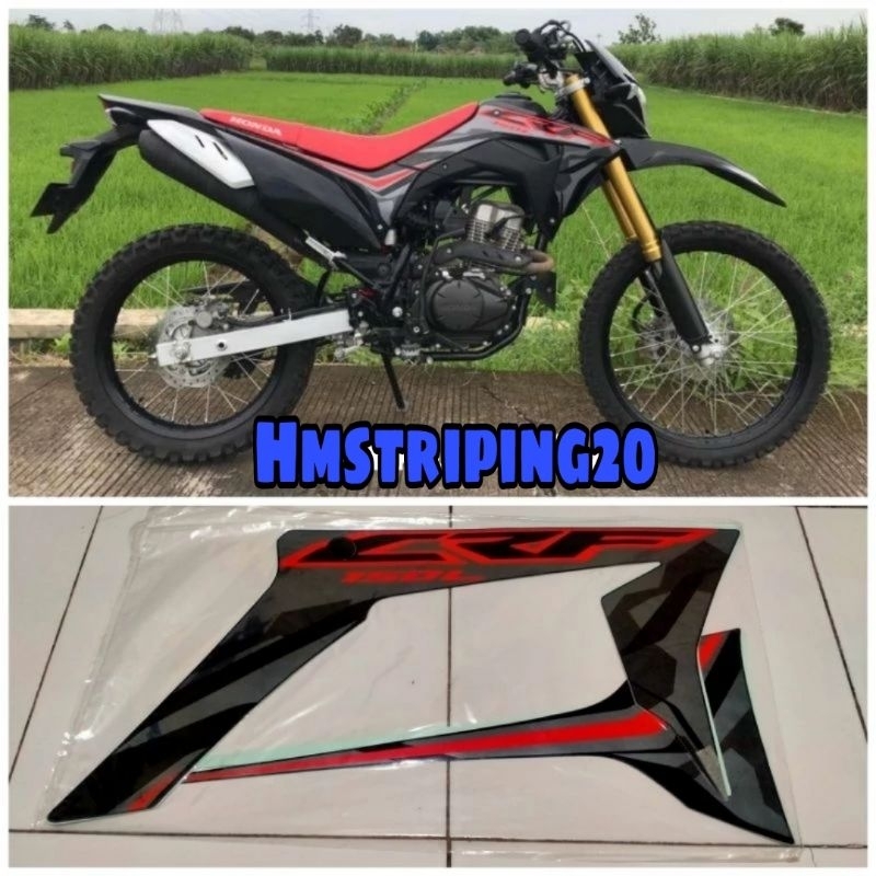 STRIPING STIKER HONDA CRF 150 L TAHUN 2019 2020 HITAM ORIGINAL LIS BODY STANDART BERWALITAS