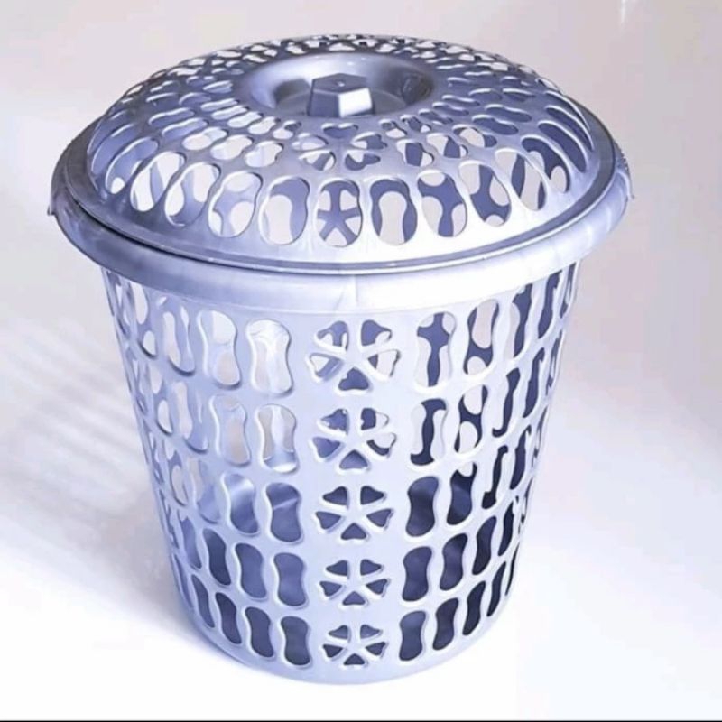 Keranjang Baju Bulat Pakai Tutup Keranjang Abu Keranjang Plastik Laundry