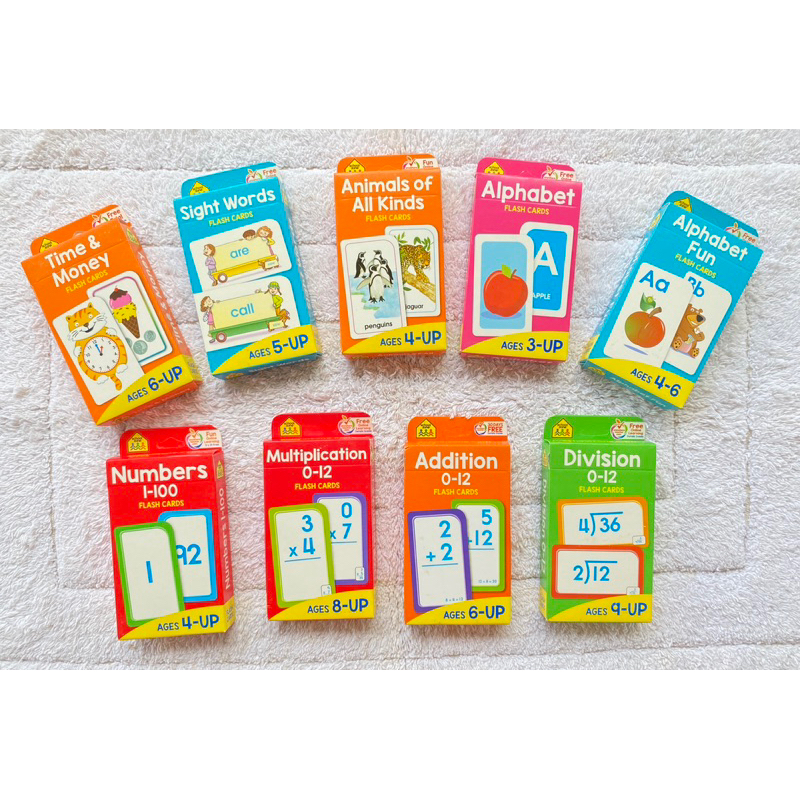 [ORIGINAL] Kartu Flash Card Alphabet Numbers Sight Words Division Addition Multiplication Animals Fl