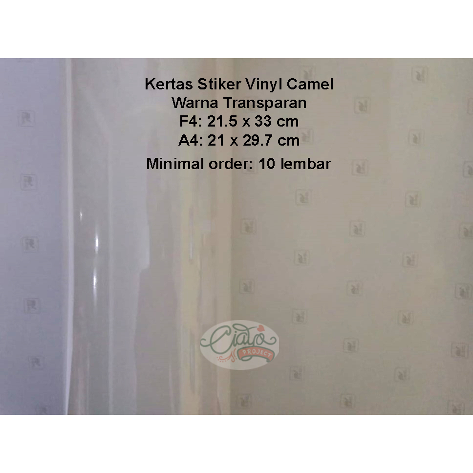 

Kertas Stiker Vinyl Transparan & Susu Merk Camel A4/F4