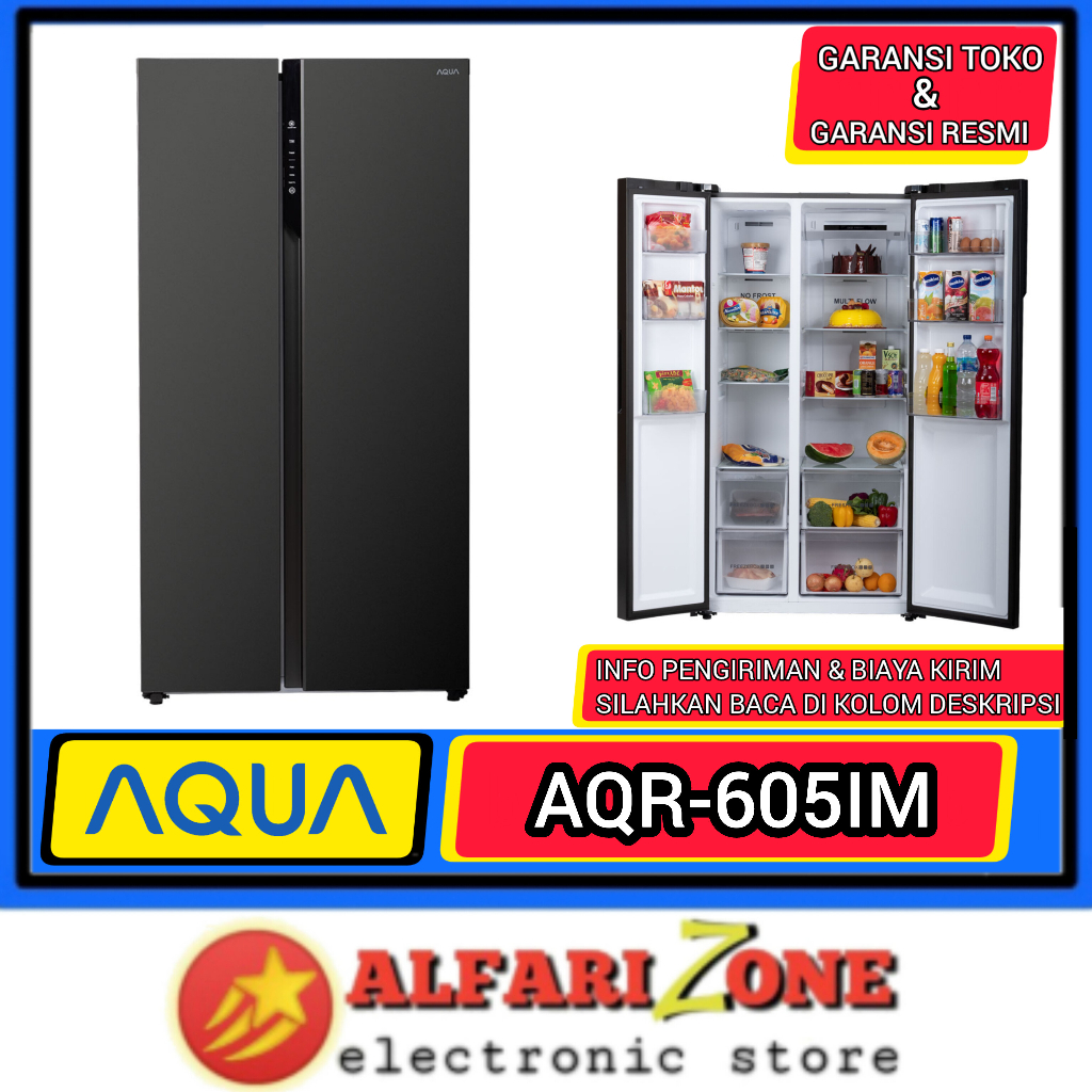 Aqua AQR605IG Kulkas Aqua Side by Side AQR605IM Lemari es Aqua Side by side 541L AQUA AQR605