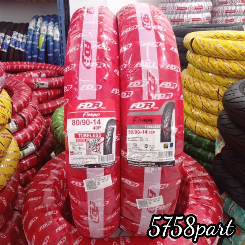 PAKET BAN TUBLES 80/90-14, 90/90-14 FDR FLEMO ORIGINAL BEAT, VARIO, MIO (free pentil)