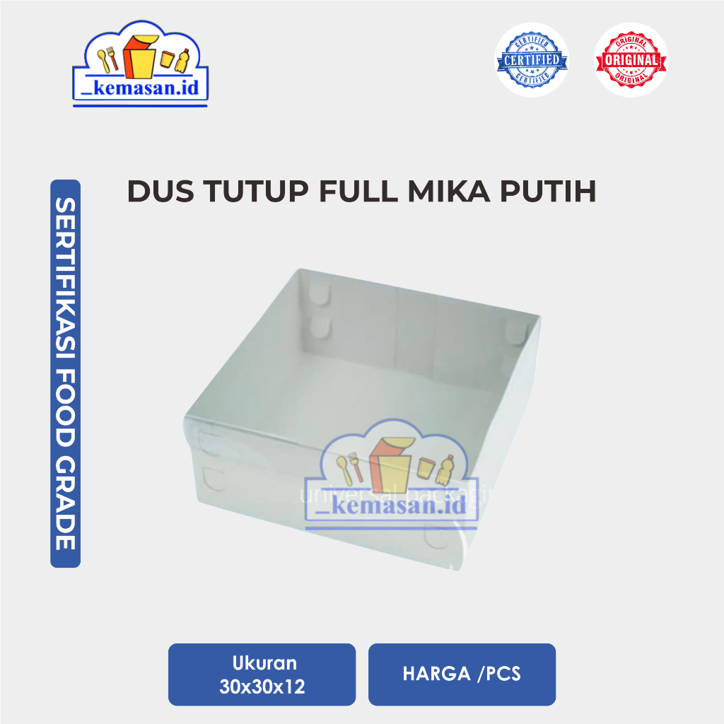 

DUS TUTUP FULL MIKA PUTIH 30X30X12CM