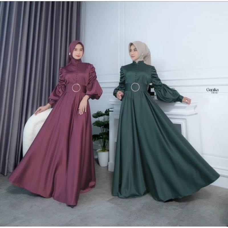 Ganika dress - dress viral terkini - dress simple elegan - ootd muslimah - dress kondangan- gaun pes