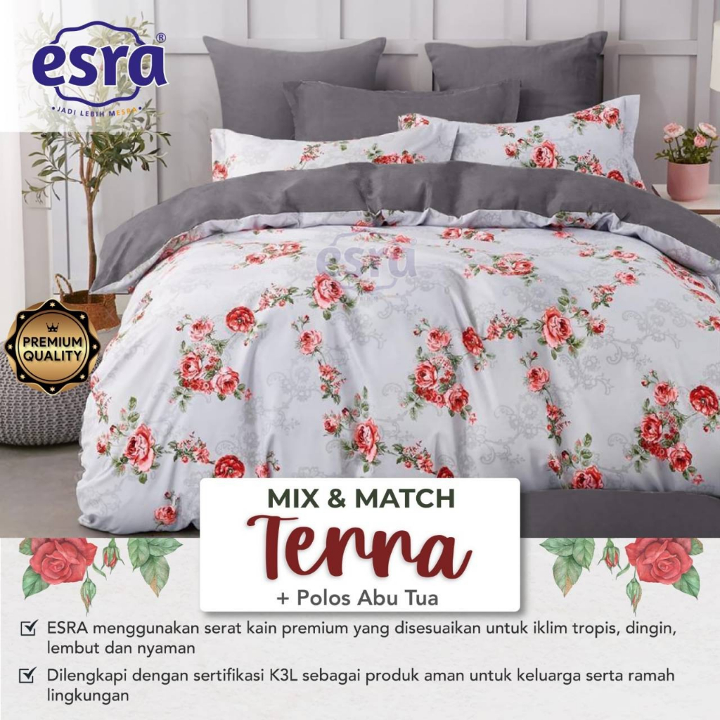 Bedcover Set Motif Terra Bahan Katun Premium Quality bedcover sprei aesthetic motif bunga daun 160x2