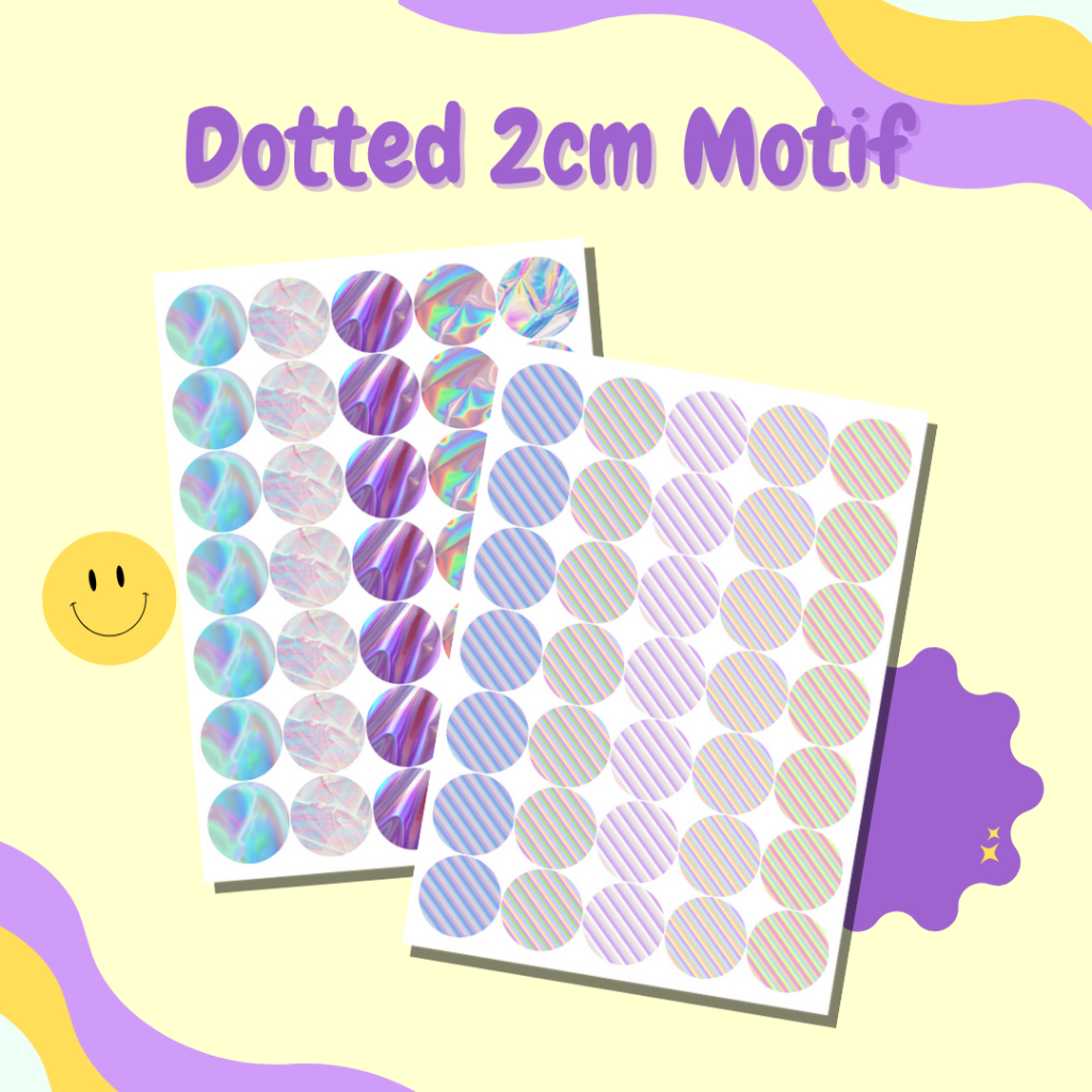 

Sticker stiker bulat warna warni 2cm MOTIF / Sticker basic small circle dekorasi 2cm PATTERN