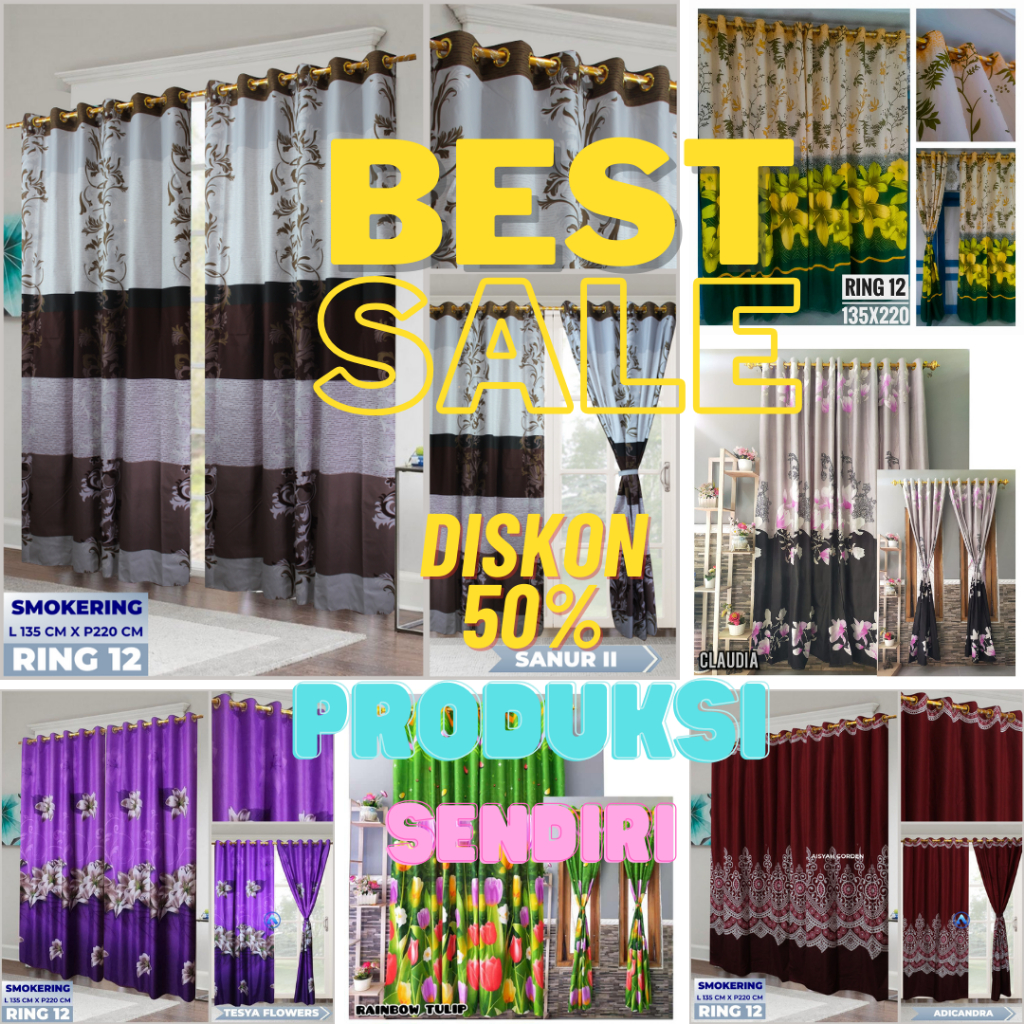 Gorden Pintu dan Jendela - Gorden Pintu Tengah - Gorden Pintu Kamar UK 120x135 Smokring