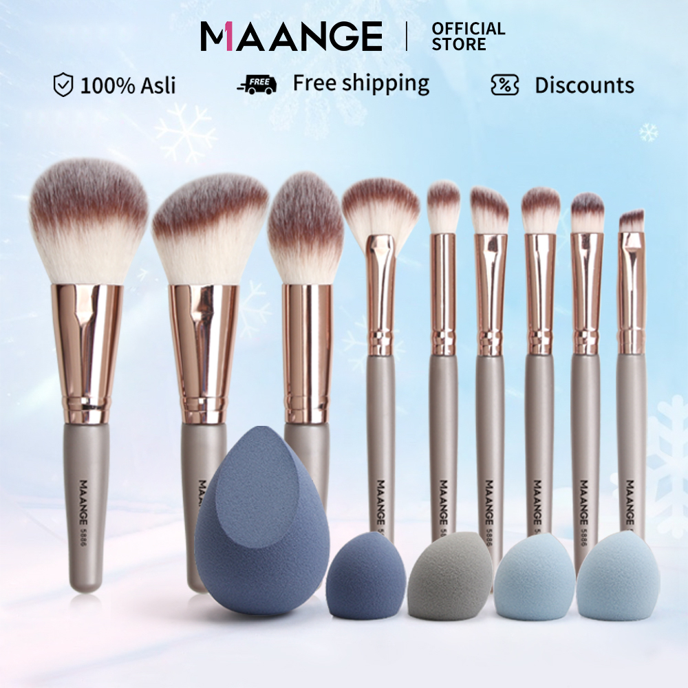 MAANGE 9 Pcs/Set Kuas Make Up Brush Make Up Concealer Set Kuas Rias Dengan Spons Kecantikan