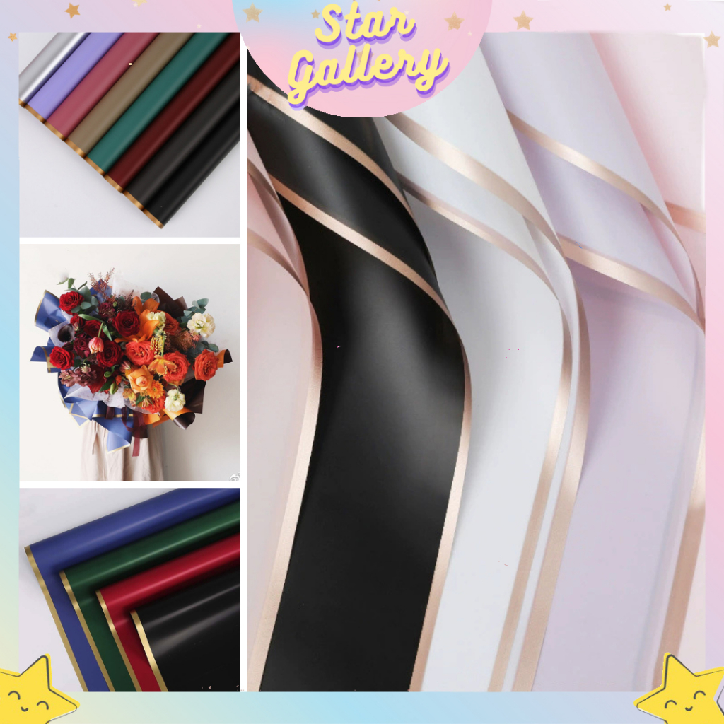 

(1 PACK ISI 20 LEMBAR) Kertas Bunga Buket List Gold Emas Cellophane / Flower Wrapping Pack List Gold KB10