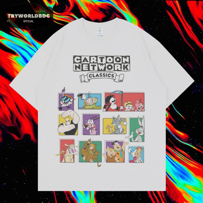 TRYWORLDBDG OFFICIAL "CARTOON NETWORK" KAOS OVERSIZED | OVERSIZED T SHIRT | KAOS PUTIH | KAOS EDISI 