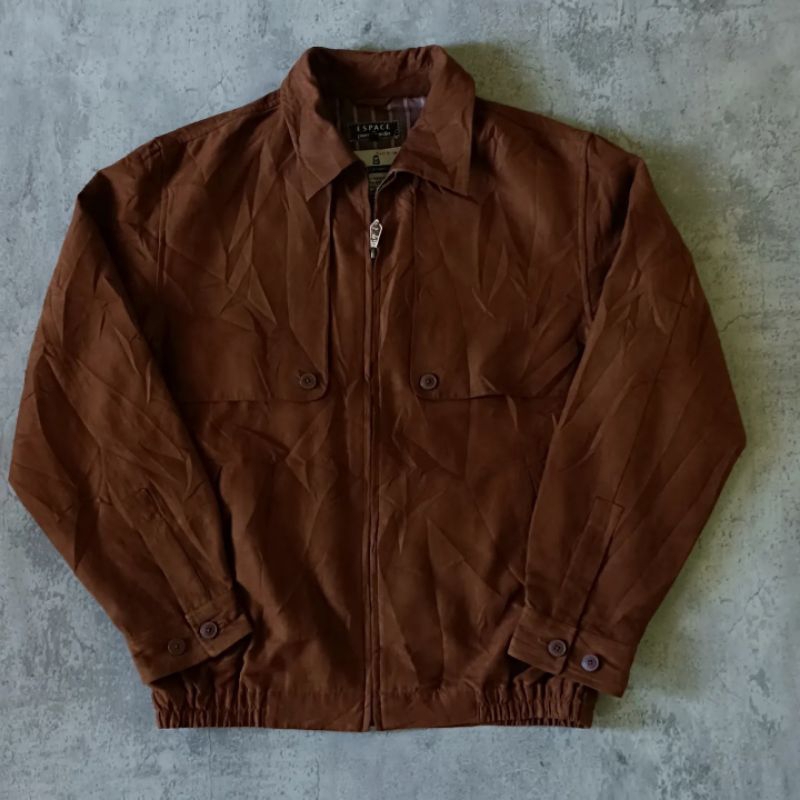 Harrington jacket suede vintage brown second