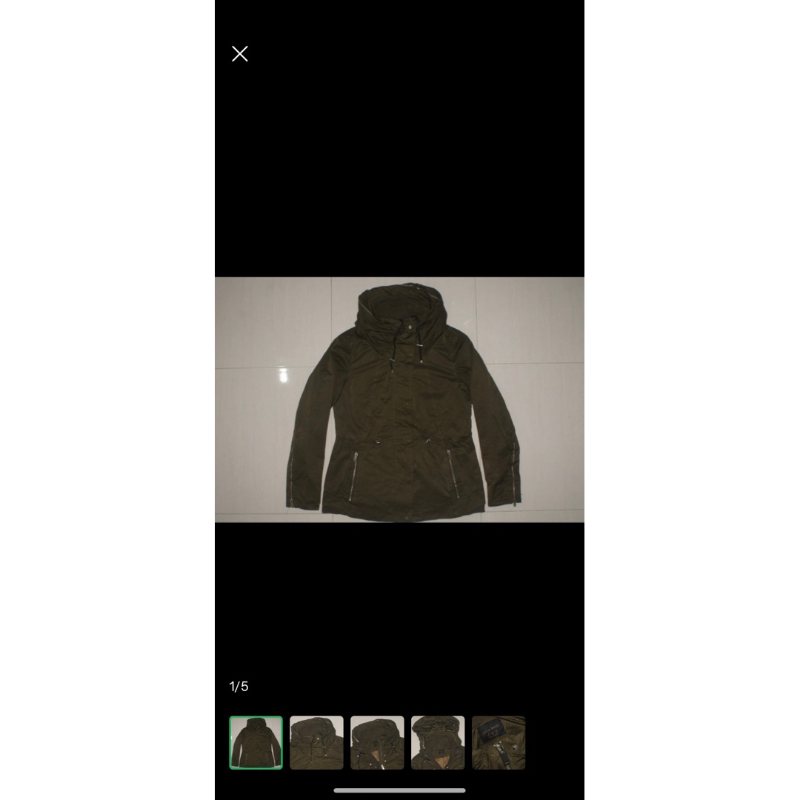 ZARA BASIC Dark Olive wax army parka jacket