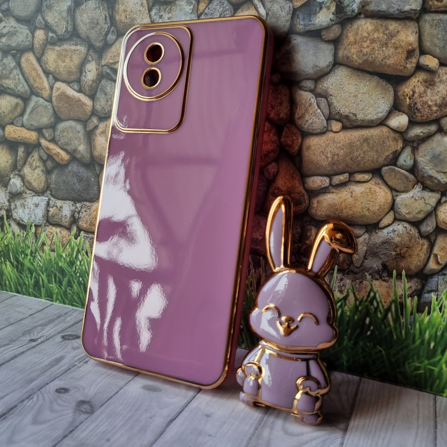 Soft Case Vivo Y02 YO2T YO2A Casing Luxury Plating Free Stand Holder Tarikan Kelinci