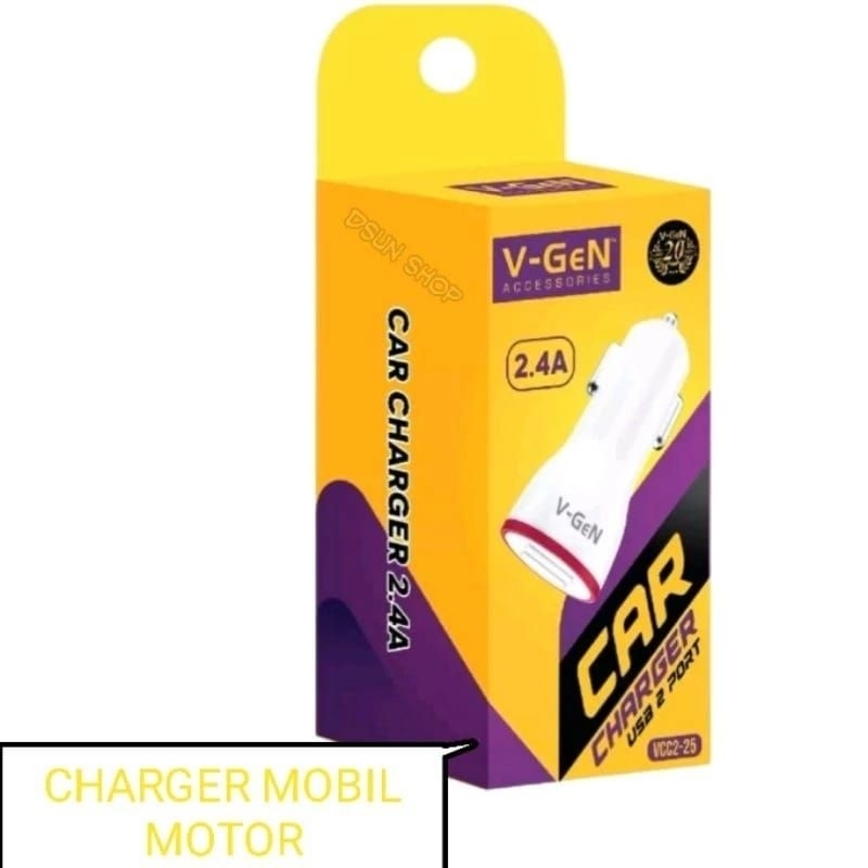 V-GeN CAR CHARGER 2.4A USB 2 PORT