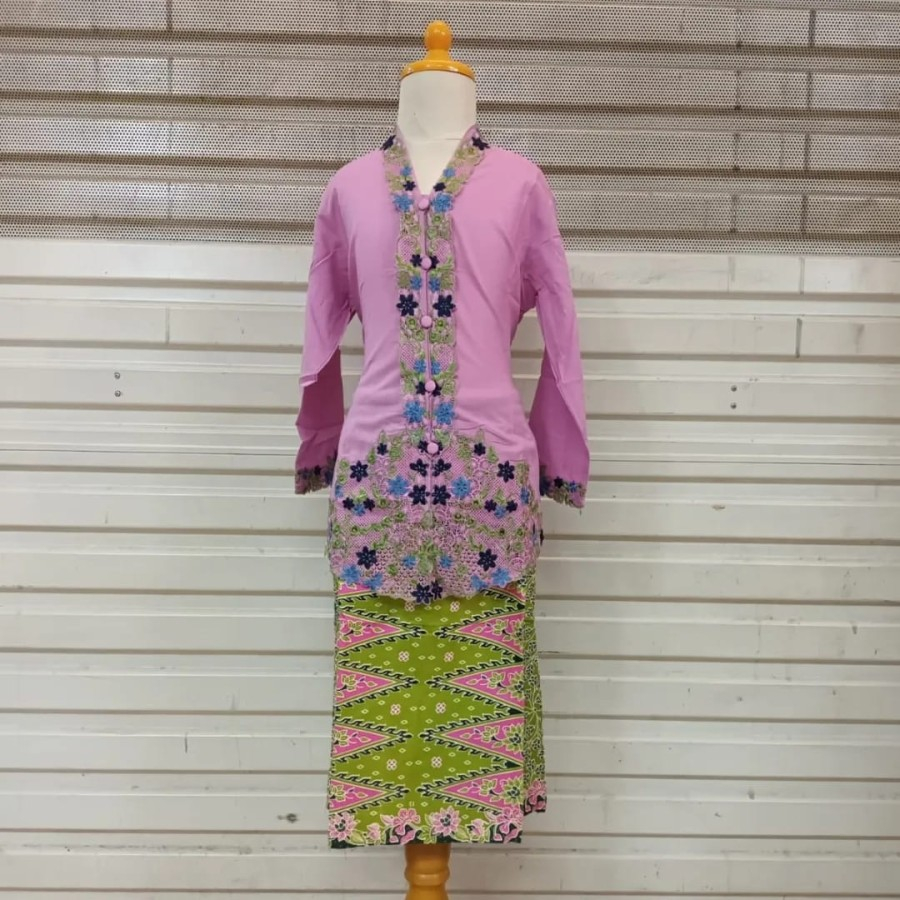 Stelan kebaya encim anak bordir - lilac