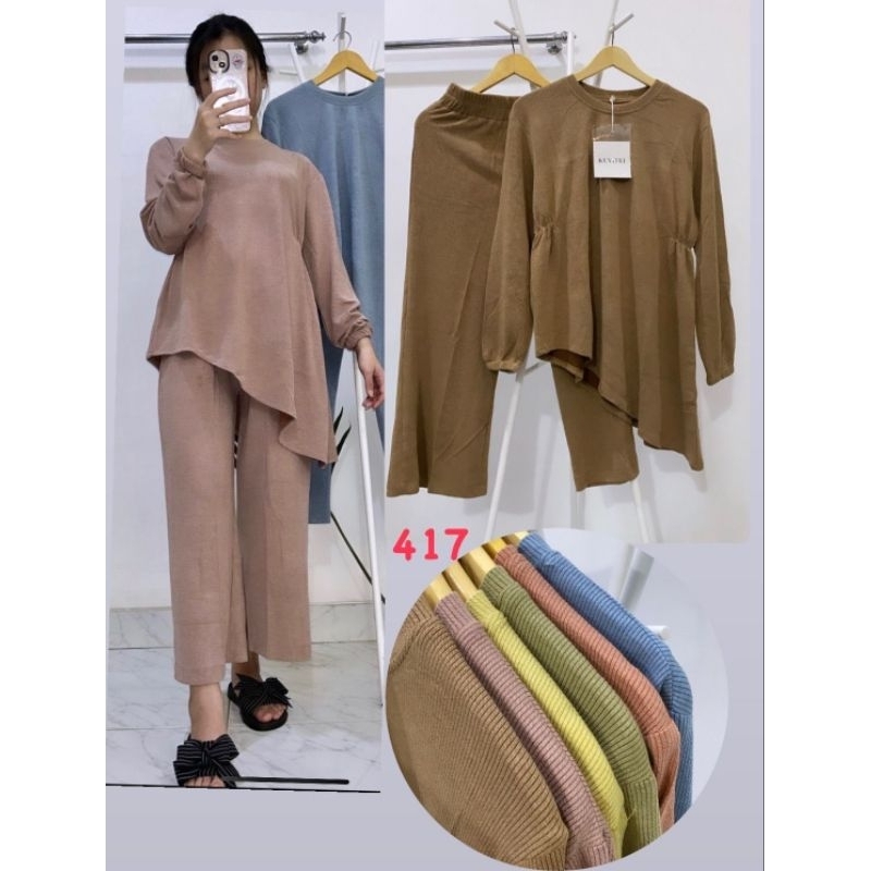 KUYIFEI 417//Setelan rajut//Setelan rajut premium//Setelan jumbo//One set rajut//One set Rajut premi