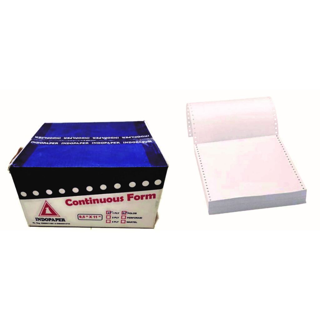 

Continuous Form 1 ply Ukuran 9.5 " x 11 ", polos, indopaper