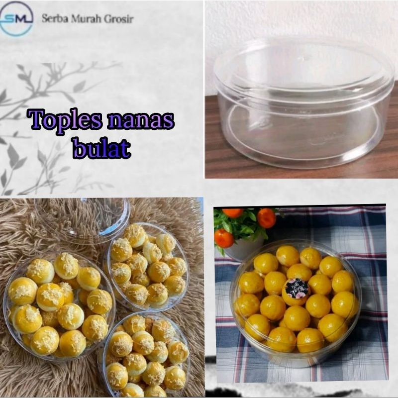 toples plastik nastar/toples kue kering lebaran/toples nanas bulat