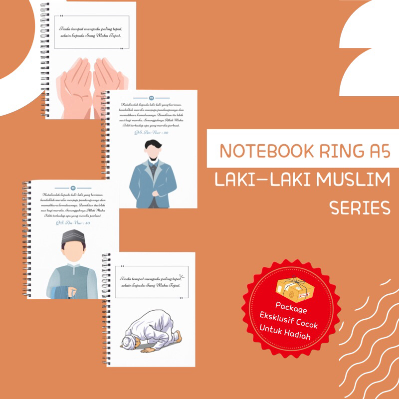 

Notebook Ring Diary Journal Laki-Laki Muslim A5 Lucu Estetik Simple