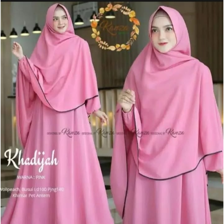kaisha_fashion Dress Gamis Muslim Wanita Jumbo KHODIJAH SYARI Gamis Syar'i Set Khimar Terbaru 2023 L