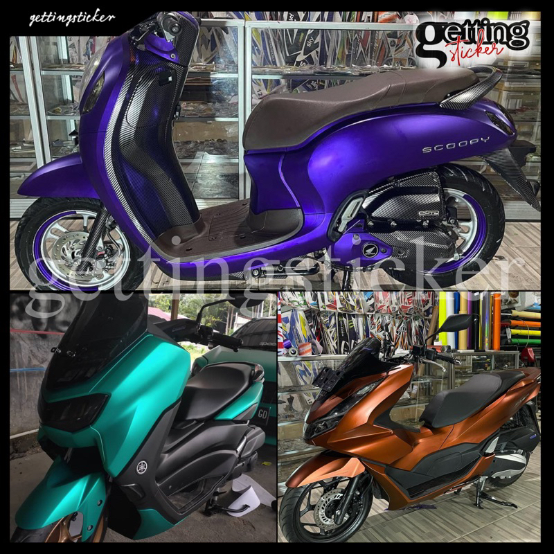 stiker skotlet satin ungu sticker abu metalik chrome scotlite biru krom doff