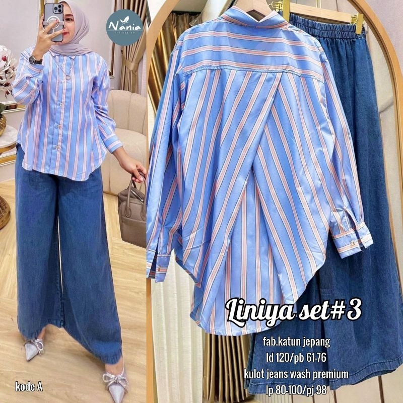 LINIYA SET #3 BY NANIA// Katun jepang mix Kulot Jeans wash// Bisa COD