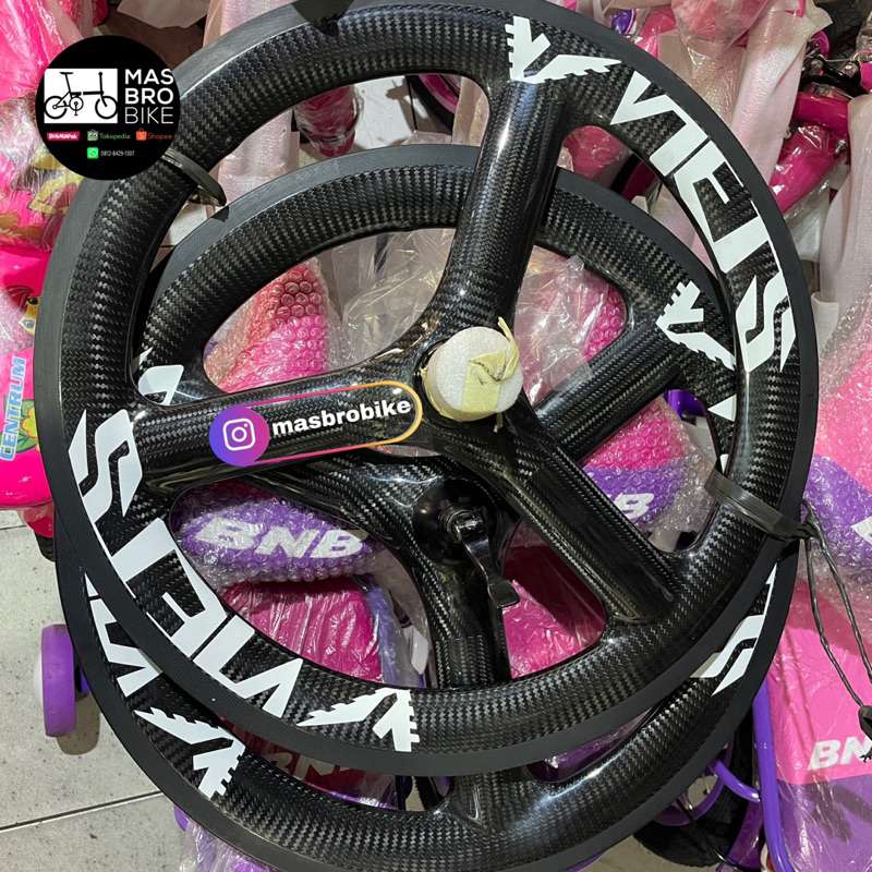 wheelset karbon viets 20 451 discbrake dan vbrake 20 451 velg carbon trispoke