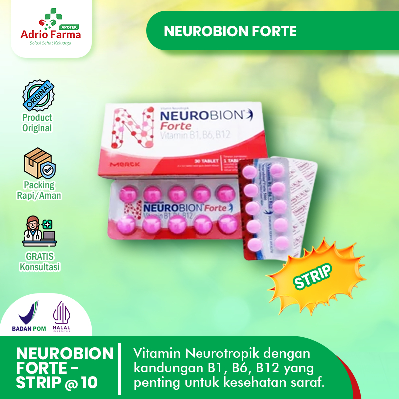 Vitamin NEUROBION FORTE - STRIP isi 10 Kaplet - Nerobion Pink Membantu Kesemutan Kebas