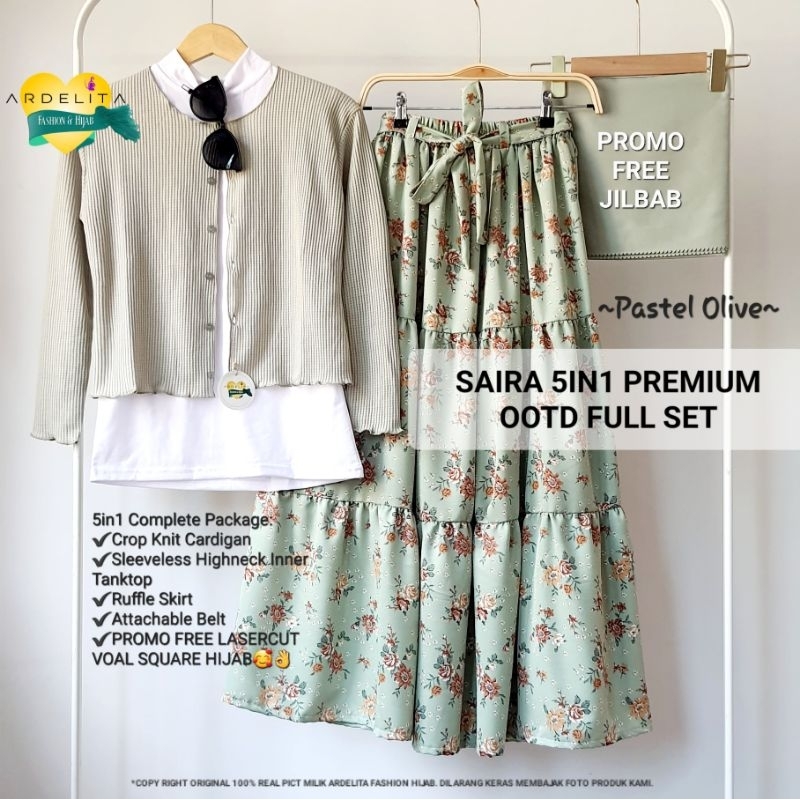 FREE JILBAB SG4 ❤️ SAIRA SET 5IN1 BEST DEAL PAKET BAJU SETELAN WANITA HEMAT LENGKAP PREMIUM SET ROK 