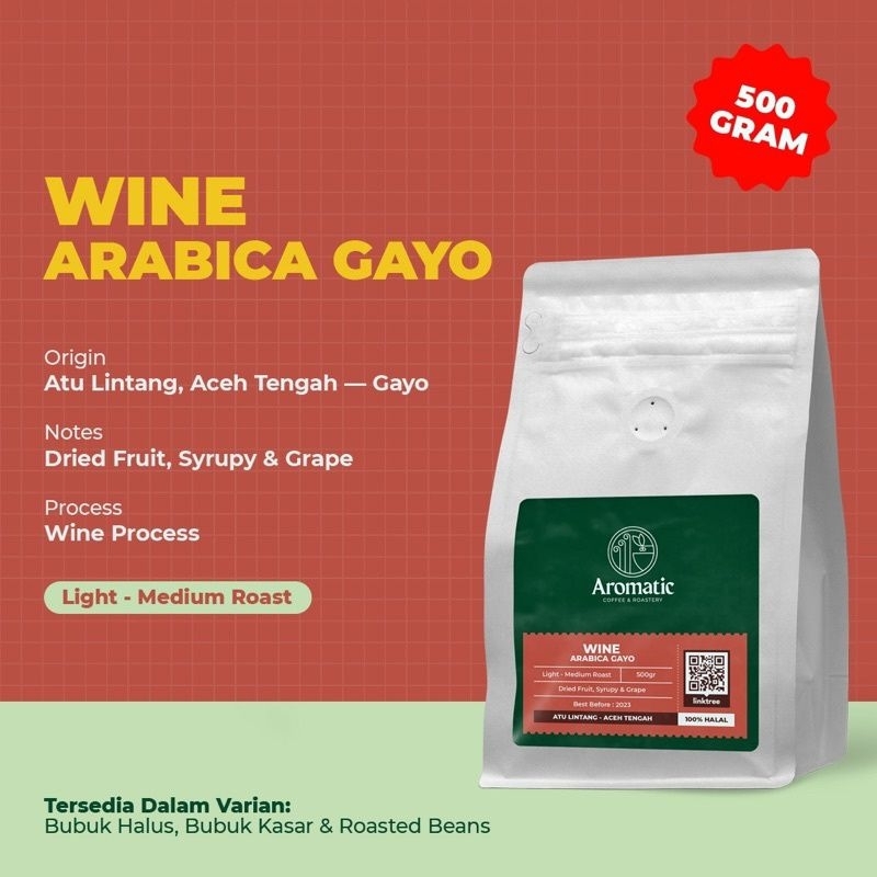 

KOPI ACEH WINE ARABICA GAYO 500 GRAM/KOPI ULEE KARENG BUBUK & BIJI