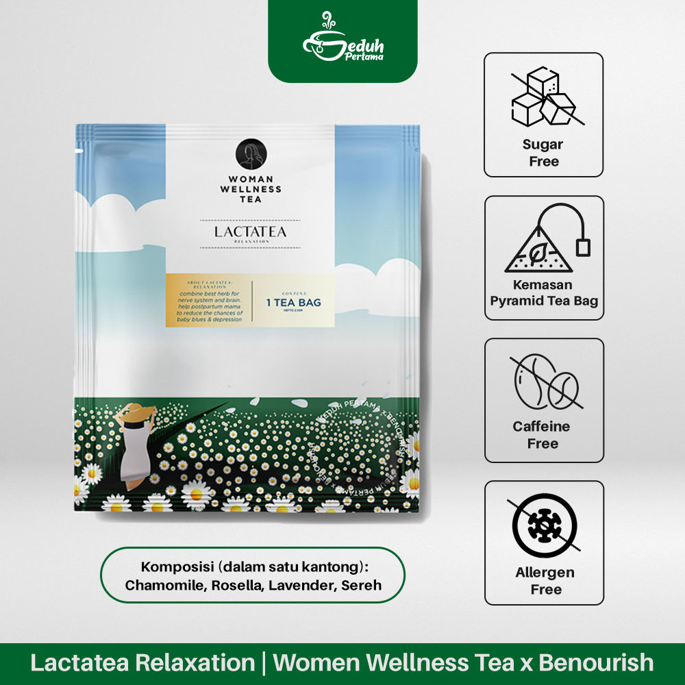

Premium Lactatea Relaxation Women Wellness Tea X Benourish - Chamomile, Rosella, Lavender, Sereh