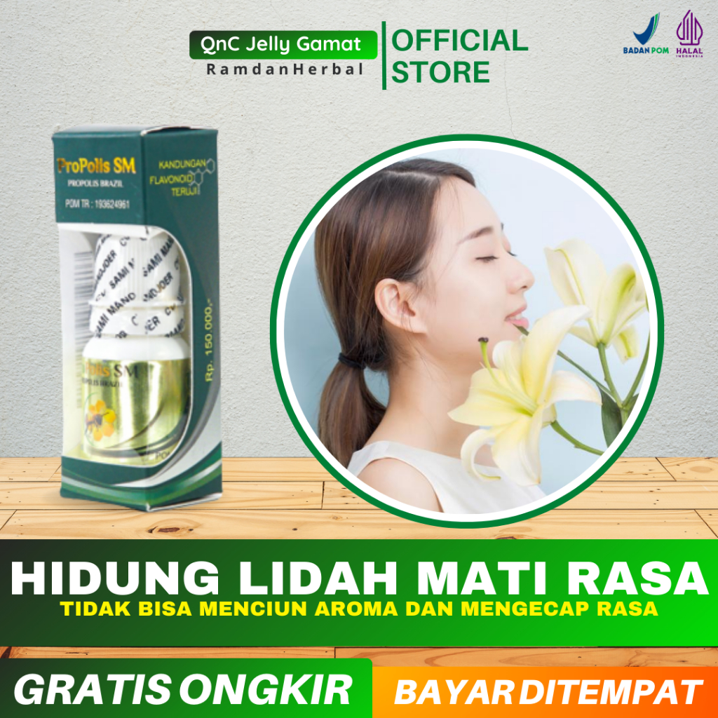 Obat Hidung dan Lidah Mati Rasa Tidak Bisa Mencium Bau Obat Anosmia Herbal Propolis SM Sudah BPOM
