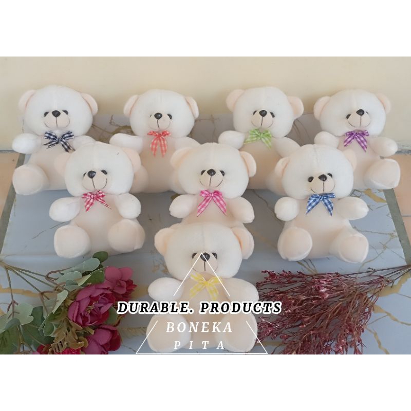 BONEKA DASI PITA KOTAK-KOTAK/BONEKA MINI/BONEKA BOUQUET/BONEKA WARNA CREAM