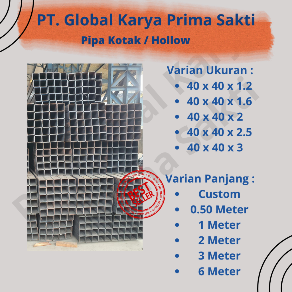 Besi Hollow 40 x 40 x 2.5 x 6 Meter