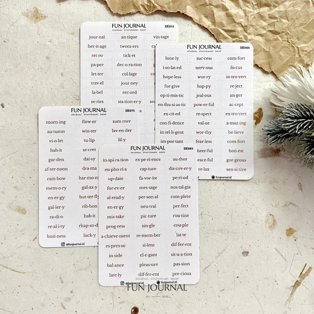 

SPELLING WORD STICKER STIKER SHEET UNTUK JOURNAL JURNAL PLANNING PLANNER SCRAPBOOK DIY BUJO