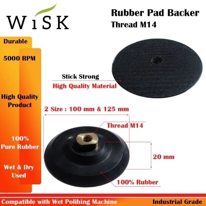 Tatakan amplas karet, Rubber velcro sanding pad, Rubber backing Pad sanding disc rotary M14