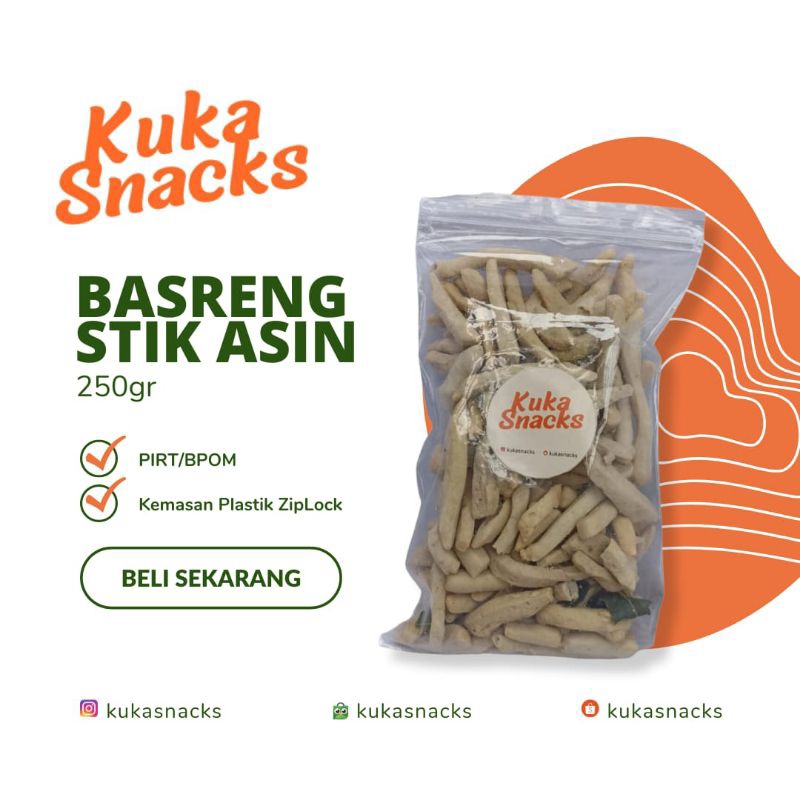 

Basreng Stik Asin 250gr Kuka Snacks / Basreng Original / Basreng Daun Jeruk