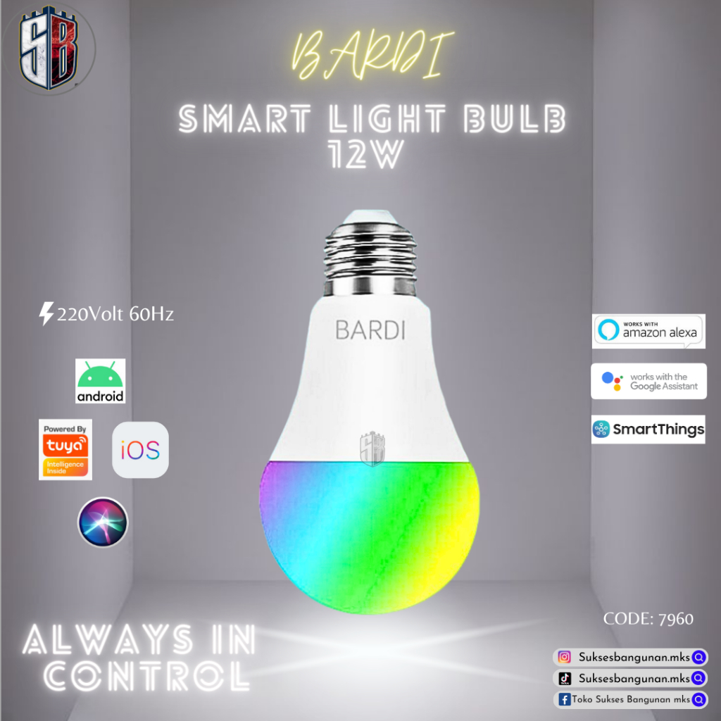 (7960) LAMPU LED SMART LIGHT BULB 12W MEREK BARDI